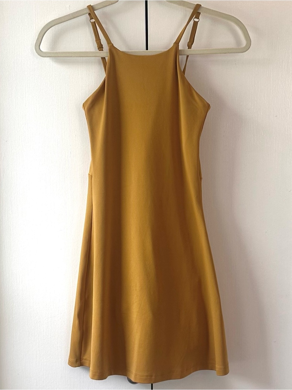 girlfriend collective Mustard Naomi Workout Mini Dress